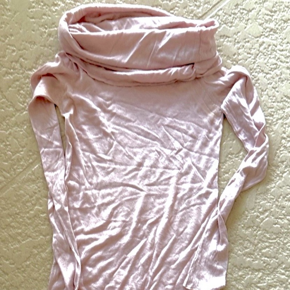 Ultra Thin Light Pink Cowl Neck Sweater